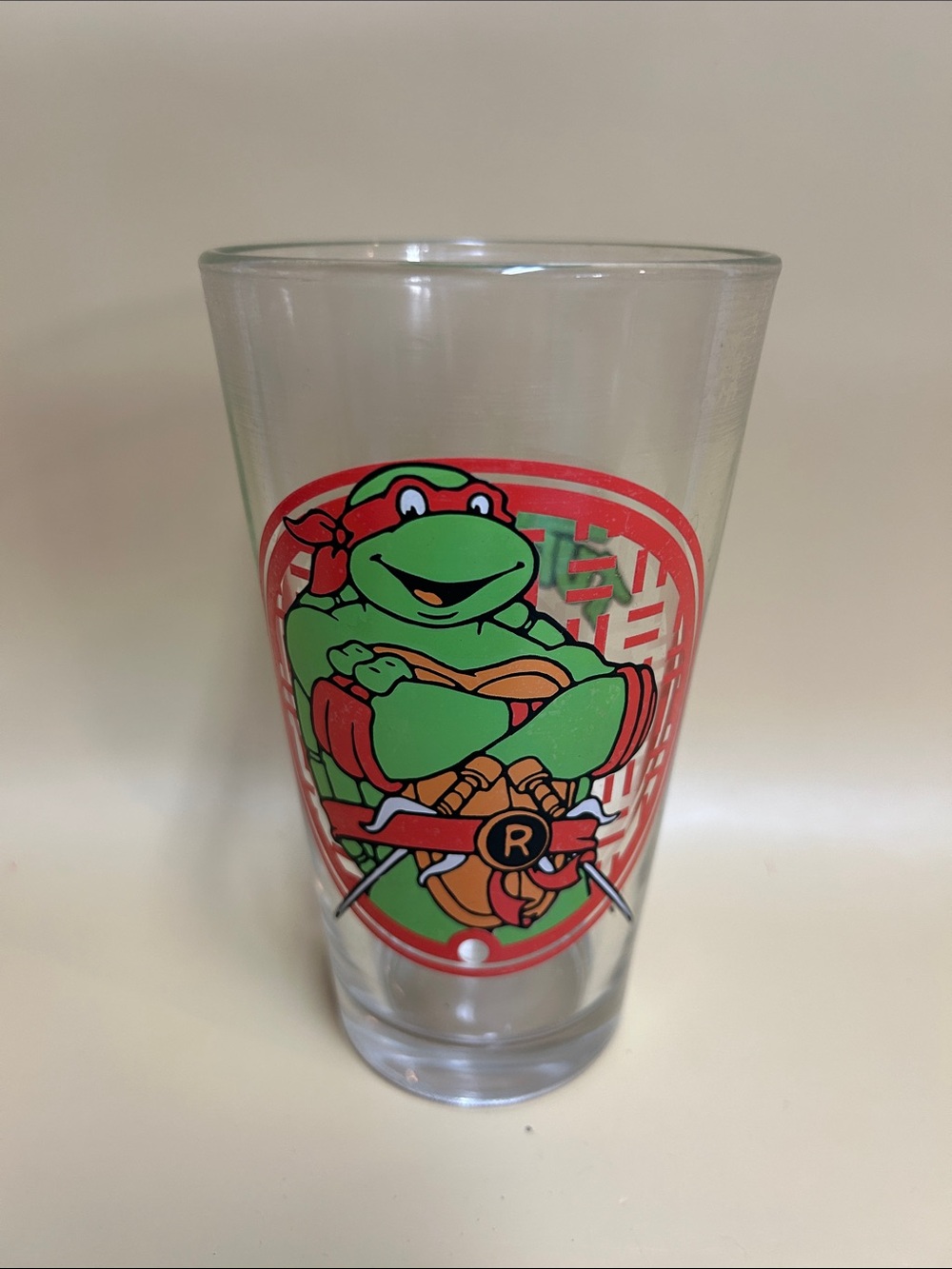 2014 Viacom TMNT Teenage Mutant Ninja Turtles Raphaël 6" Tall Glass Cup Televis